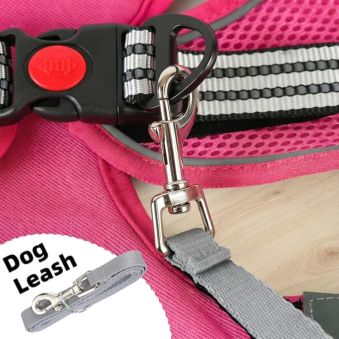 SMOUATOU All Weather Mesh Step in Vest Harness for Small and medidum Dogs and Cats, Adjustable Soft Padded Dog Vest with Easy Control Handle for Dogs Pets (Rose Red, XS)