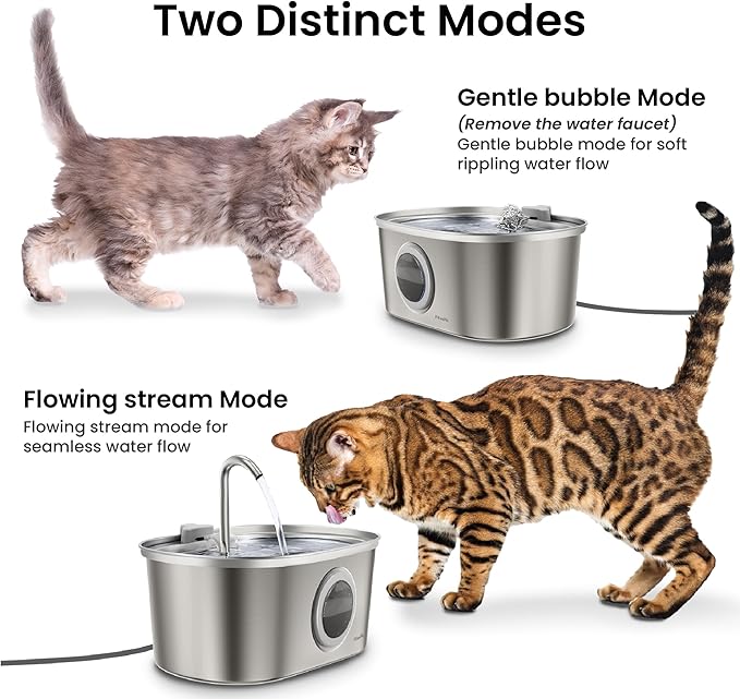 PawsPik SS-01 Stainless Steel Faucet-Design Cat Fountain 108.2 oz.