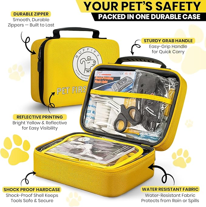Dog and Cat First Aid Kit – Vet Approved, 74 Essential Items Pet Emergency Kit Accessories for Car, Travel, Hunting, Hiking & Camping Gear with Mini Pouch for Home, Office & Outdoor Adventures