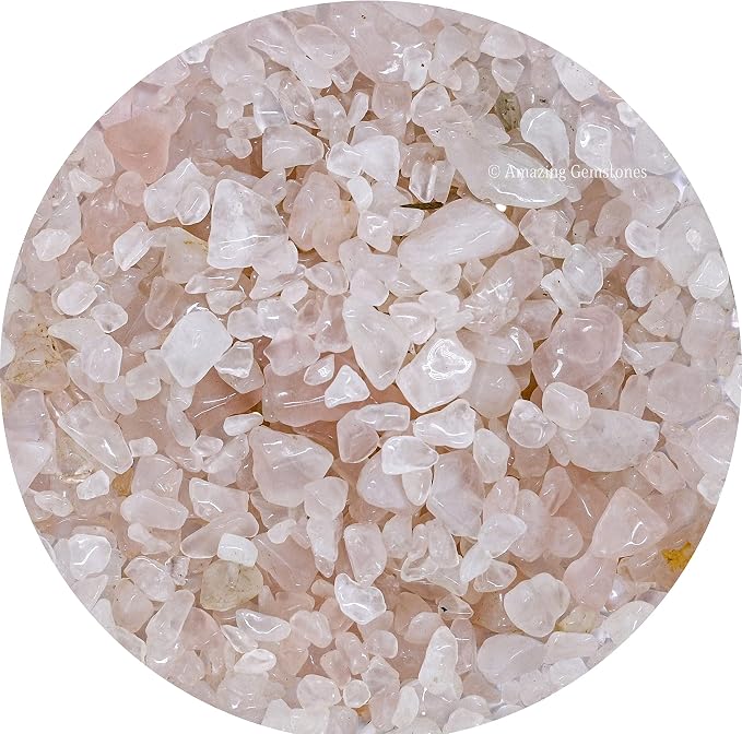 Amazing Gemstone Rose Quartz Crystal Chips Aquarium Gravel Rocks - Rose Quartz Chips Bulk Fish Tank Gravel, Small Tumbled Stone Chips and Tiny Crystals for Decoration (Natural AAA Grade Gemstones)