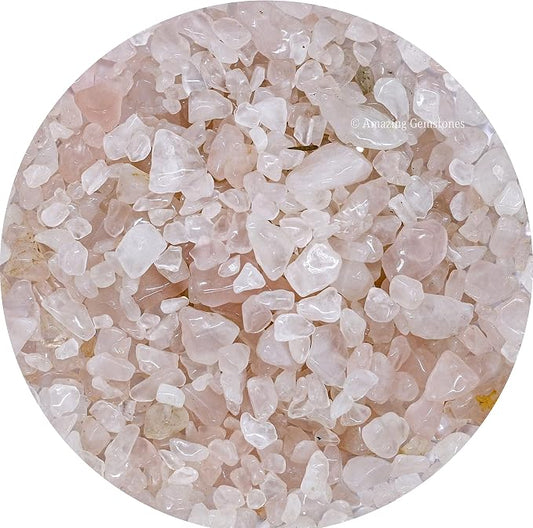 Amazing Gemstone Rose Quartz Crystal Chips Aquarium Gravel Rocks - Rose Quartz Chips Bulk Fish Tank Gravel, Small Tumbled Stone Chips and Tiny Crystals for Decoration (Natural AAA Grade Gemstones)