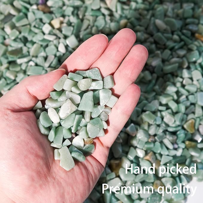 Green Aventurine Chips Bulk 1lb, 600+ Pieces, 8-15mm Natural Gemstones