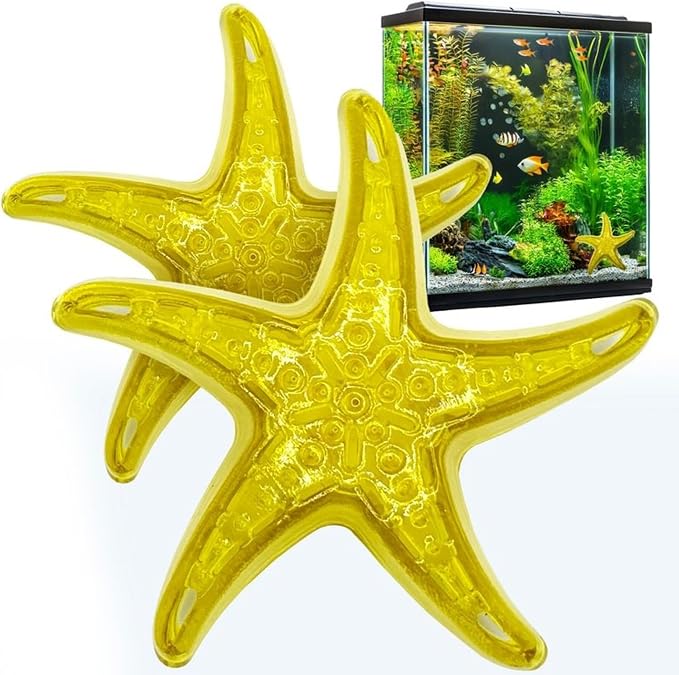 Sandy The Bio-Support Starfish - 2 Pack, Yellow- Promotes A Healthy Balanced Aquarium Ecosystem, Probiotic Growth, Tank Environment Control | Phosphate remover for freshwater & saltwater tanks - probiotic water support for up to 60 days