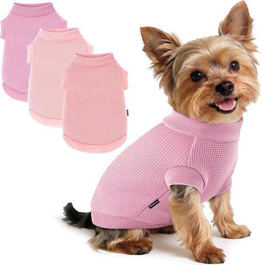 3 Pack Dog Shirt for Small Supplies Functional Waffle Dog Clothes Warm Soft Sweatshirt Outfit for Dogs Cats Pet Apparel