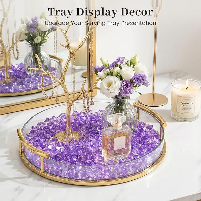DomeStar Purple Fake Ice Rocks, 150PCS Acrylic Gems Crystals Plastic Diamonds Centerpiece for Vase Fillers DIY Craft Wedding Party Table Scatter Decorations | Fake Diamonds for Table Centerpieces Birthday Party Decor, Fish Tanks Decor Table Scatter DIY...