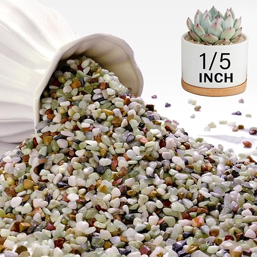 NUPICK 6 lbs Pebbles for Indoor Plants, 1/5 Inch Pea Gravel for Fish Tank | Polished Decorative Rocks for Succulent, Natural River Stones for Vases, Cactus, Landscaping, Bird Bath, Aquarium, Colorful