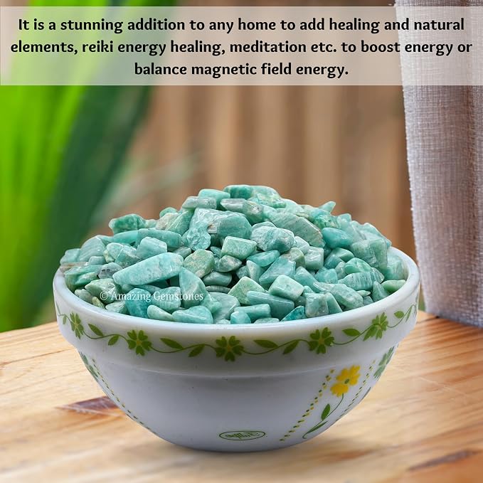 Amazing Gemstone Amazonite 1 lb Bulk AAA+ Gemstone Tumbled Chips Mini Crystal Beads, Undrilled No Holes Wiccan Healing Stones for Home Garden Decor Vases Plants Succulents Cactus Jewelry&Art Project