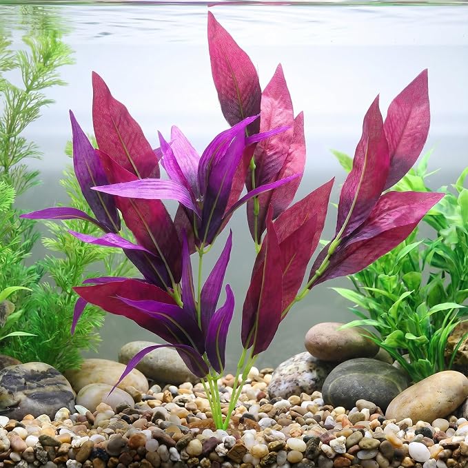 2 Pcs Silk Aquarium Plants 10 Inch Silk Fish Tank Plants Artificial Silks Plant Decorations Silks Plant for Fish Tank Goldfish Turtle Tanks Decorations Purple