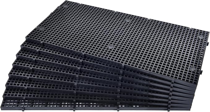 Aquarium Grid Isolate Board Divider Fish Tank Bottom Black Filter Tray Plastic Crate (8pcs Black)