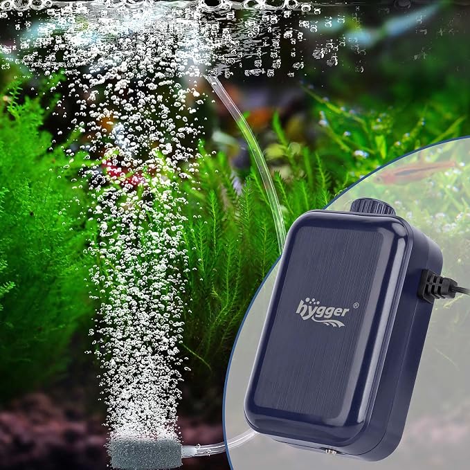 hygger Aquarium Air Pump,Adjustable Oxygen Pump，Silent Powerful Aerator Pump 2W/3W/4.5W/6W/ 1/2 Air Outlets Ultra for Up to 100 Gallon Tank