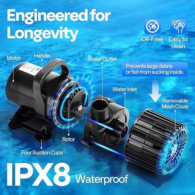 VIVOHOME Electric 175W 3000GPH Submersible Water Pump for Koi Pond Pool Waterfall Fountains Fish Tank and Aquarium