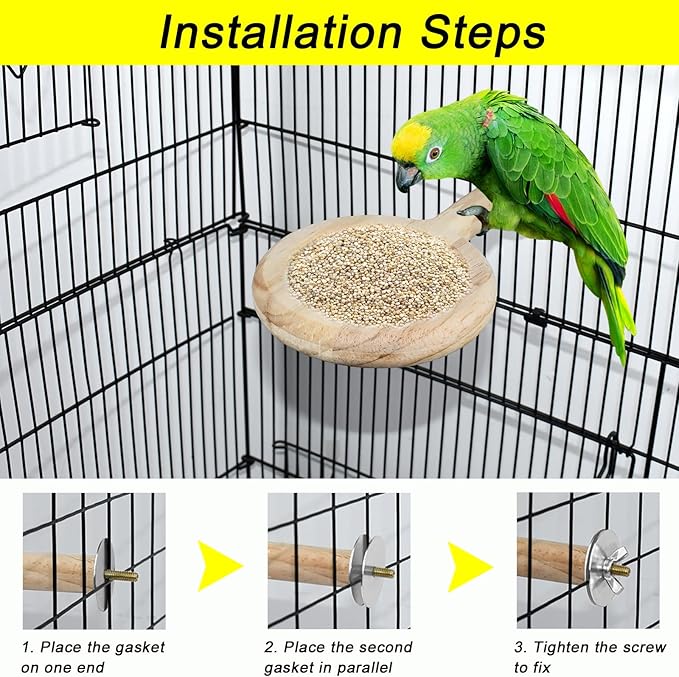 ASOCEA Adjustable Bird Harness and Leash, 2 Pack Bird Food Stainless Steel Cups for Yellow Naped Amazons Galah Cockatoos Small to Medium Breed Parrots Fits Birds Chest