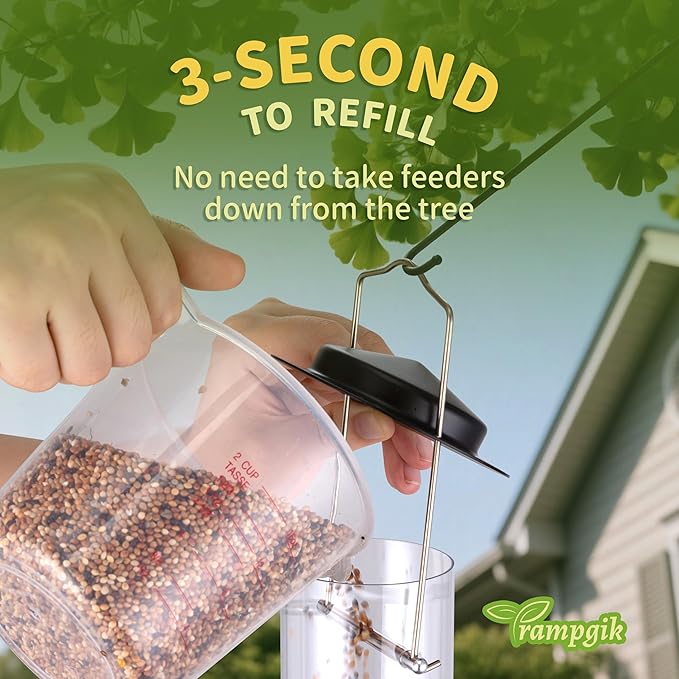 Metal Tube Bird Feeders for Outdoors Hanging,Finch Feeders for Outside,Chew-Proof Hanging Birdfeeder,Squirrel-Proof 6 Ports Bird Feeder 13 Inch,Anti-Rust,Black,1 Pack(Seed is not Included)