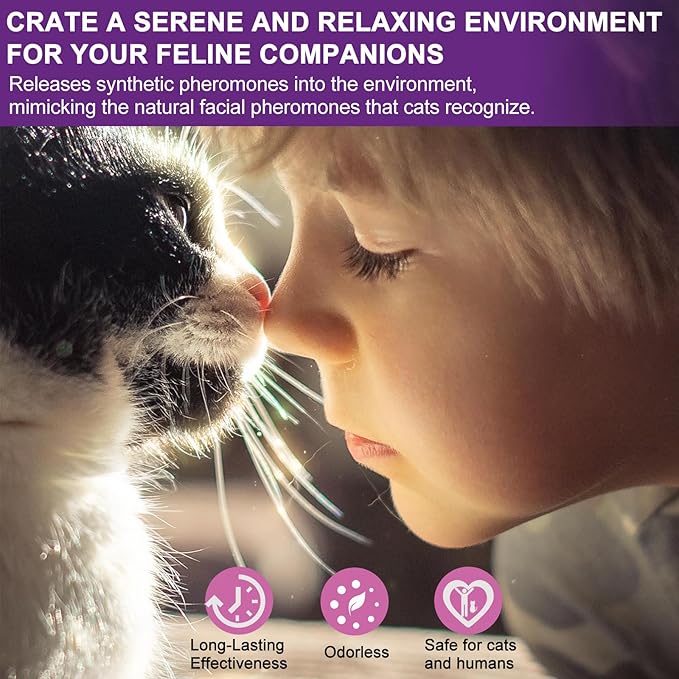 Calming Pheromone Diffuser for Cats Relieves Anxiety and Stress Calming 1 Diffuser for Cats 3 Refills, Reduces Fighting and Scratching Calming Relaxation