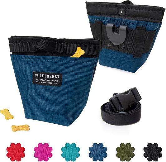 Wildebeest Dog Treat Pouch, Dog Treat Bag, Dog Training Treat Pouch, Dog Travel Bag, Pet Treat Pouch, Magnetic Closure, 2 Water-Resistant Compartments, Detachable Waist Strap & Belt Clip