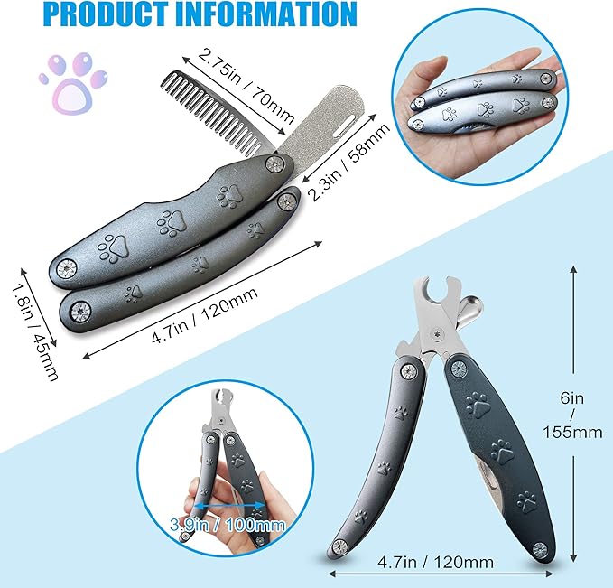 Heavy Duty Dog Nail Clipper for Large Dog Thick Nail, 3in1 Professional Dog Nail Trimmer Sharp Blade