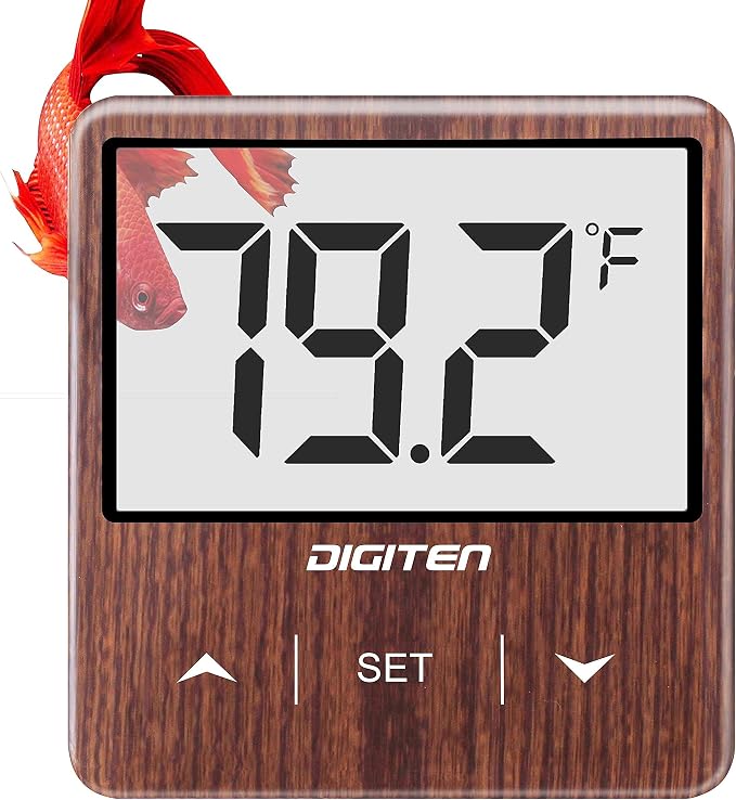 Aquarium Thermometer Digital Fish Tank Thermometer with Large LCD Display Stick On Water Terrarium Temperature Sensor Gauge for Reptiles Turtle Amphibians