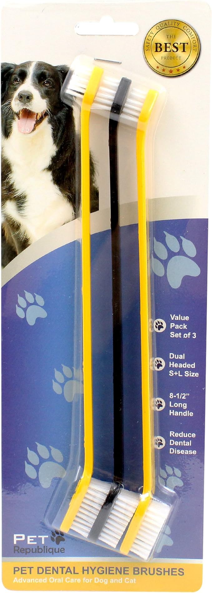Pet Republique Dog Toothbrush Set of 3 – Dual Headed Dental Hygiene Brushes for Small to Large Dogs, Cats