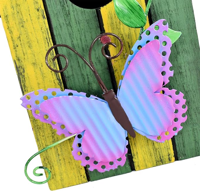 Morning View Bird Houses for Outside Decorative Nest Box Wooden Birdhouse Hanging Spring for Yard Garden Patio Outdoor Small Birds Bluebird Finch Cardinals Wren 9.35 Inch Tall (Green)