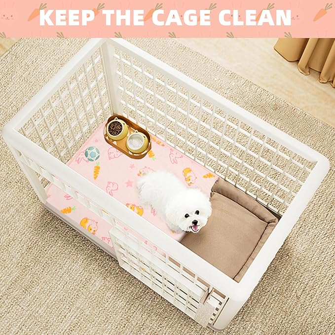 Homimp 4 Pack Guinea Pig Cage Liners, Washable Small Animal Bedding, Waterproof Reusable & Anti Slip Guinea Pig Pee Pad Fast and Super Absorbent Mat for Small Animal Rabbit Bunny Hamster, Pink 12"x12"