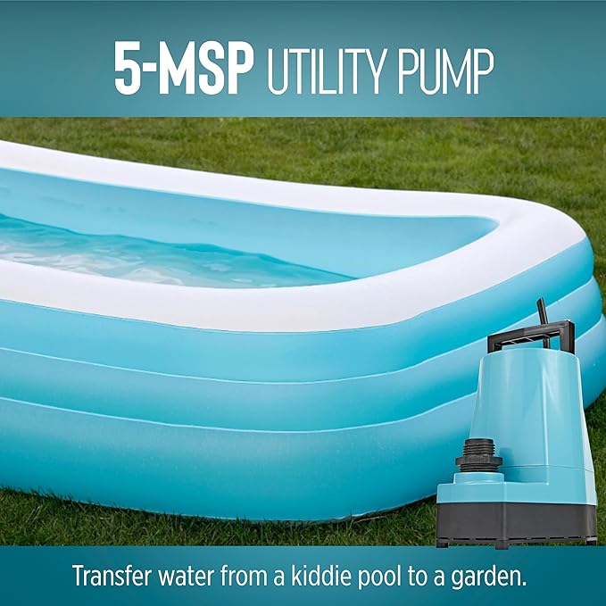 Little Giant 5-MSP 115-Volt, 1/6 HP, 1500 GPH Aluminum Manual Utility Pump, 10-Ft. Cord, Blue, 505723
