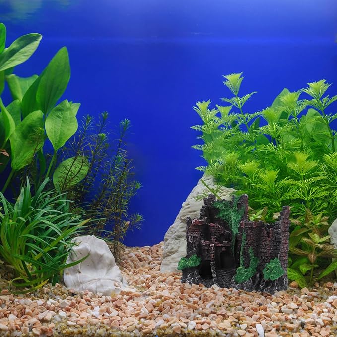 Aquarium Castle Decoration Resin Hideout for Fish Tanks Decorative Piece | Stone Cave House, Classical Beauty, Fine Craftsmanship, Versatile Compatibility
