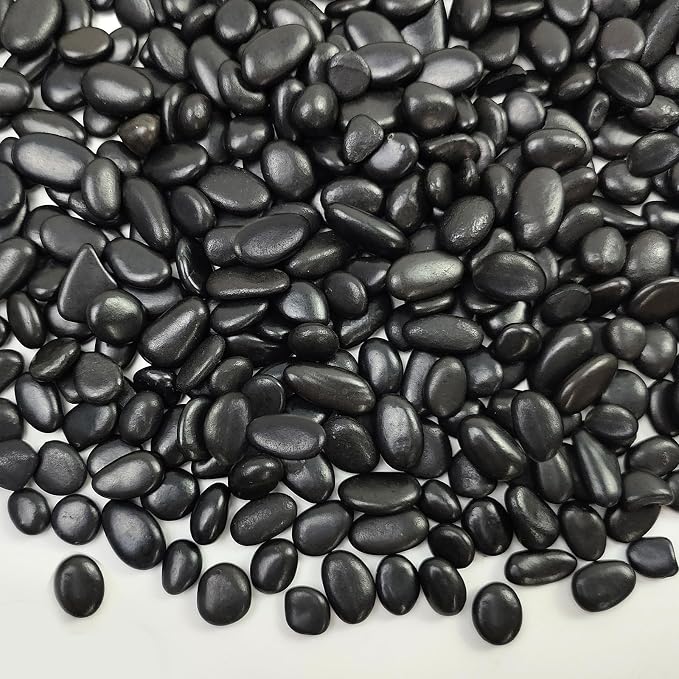 FANTIAN Black Pebbles for Indoor Plants, 3/8 inch Small Bag Stones, Decorative River Rocks for Succulent Potted Plant, Vase and Outdoor Landscaping Garden(16 oz)
