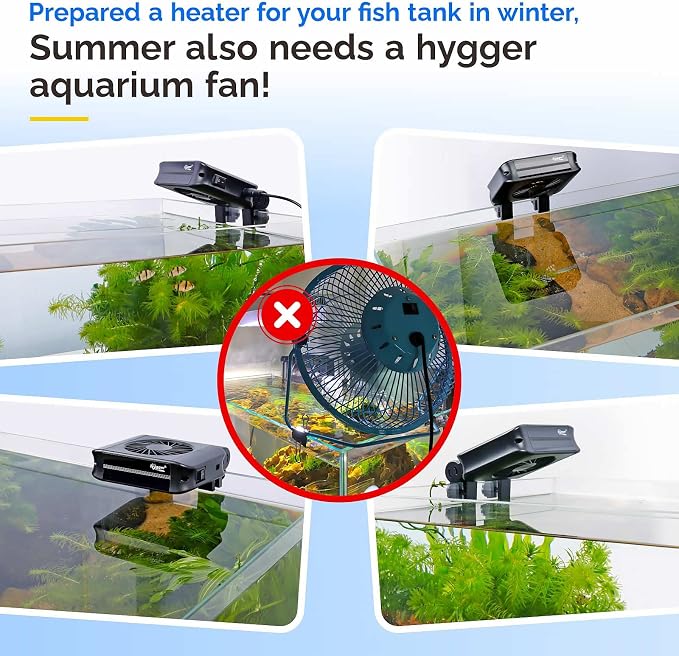 hygger Aquarium Chillers Fan, Quiet Fish Tank Cooling Fan Equipment with Adjustable Timer Speed Controller, Suitable for Freshwater Saltwater Tanks(1-Fan Head)