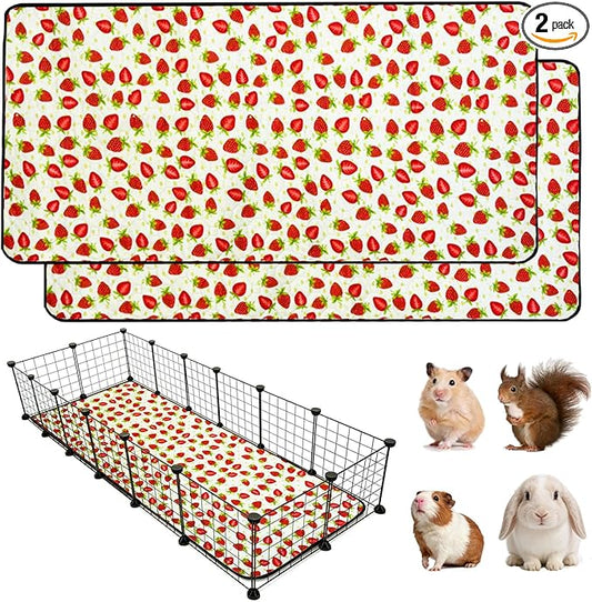 2 Pack Guinea Pig Cage Liners, Waterproof Reusable Guinea Pig Cage Liners,Waterproof Super Absorbent Pee Pads for Small Animals,24x72 inch 2pack
