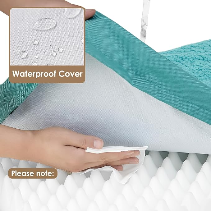 EHEYCIGA Orthopedic Dog Beds for Large Dogs with Removable Washable Cover for Crate, Turquoise Blue, 35x23