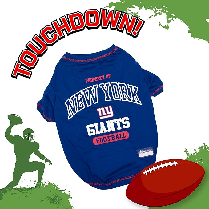NFL New York Giants Dog T-Shirt for Pets, Size Medium. Officially Licensed Pet Shirt with Team Logo, Soft Stretchable Comfort Fit Apparel for Dogs & Cats