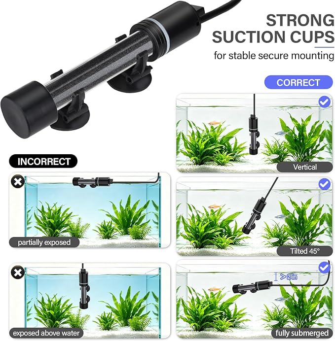 hygger 200W Aquarium Heater for 20–40 Gallon Tanks, ±0.5°C Precise Temperature Control, Dual Probe, External Controller, Overheat & Dry-Run Protection, for Freshwater & Saltwater