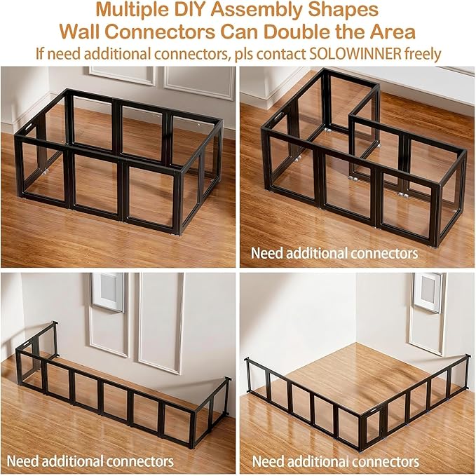 Clear Acrylic Dog Playpen Transparent Dog Playpen Indoor, Easy Assemble Clear Pet Pen for Puppy Bunny Cat Pig, Sturdy & Easy Cleaning Plastic Dog Puppy Fence