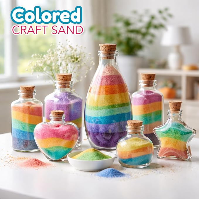 4E's Novelty 12 Lbs Colored Craft Sand -15 Colors, 0.8 lb Bags, Non-Toxic Fine Grain Decorative Sand Art for Kids Craft, Bottle & Vase Filler, Teachers Classroom Supplies