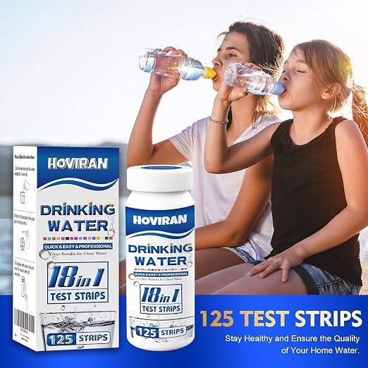 Drinking Water Test Strips 125ct 18 Parameters, Home Water Test Kit | Easy to Use Water Testing Kit for Lead, Hardness, Iron, Copper, Heavy Metals, Chlorine, Nitrate and More