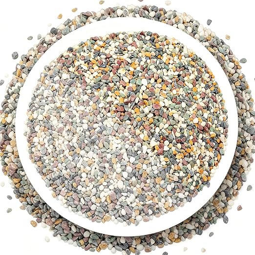 River Rocks, Landscaping Pebbles, Natural Decorative Stones, 5 Pounds | Ornamental Gravel Filler For Flower Bed, Fish Tank, Plants, Vases, Succulents, Home & Garden Landscaping Decoration