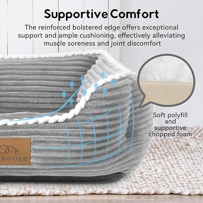 Zerbuger Orthopedic Dog Bed for Medium Dogs,Dog Sofa Beds Supportive Foam Pet Couch Bed with Removable Washable Mat and Nonskid Bottom (Medium, Grey)