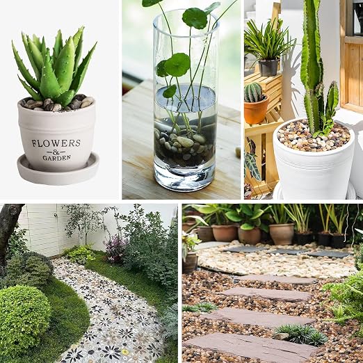 Pebbles Polished Gravel Natural River Rocks Ornamental Pebbles Garden Landscaping Stones Small Decorative Rocks for Fountain Aquarium Plants Vases Landscaping (Mixed Color, 5 LB)