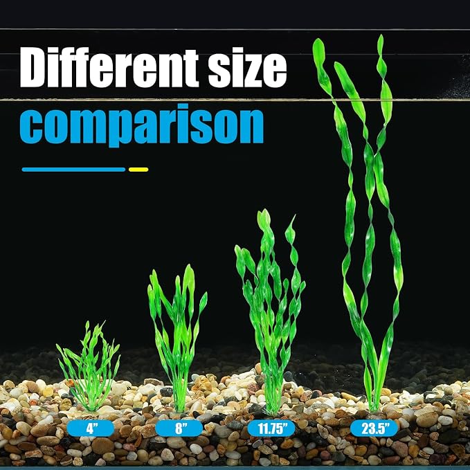 AQUANEAT Fish Tank Artificial Plants, Aquarium Plastic Seaweed Decoration, 4Inch Tall Fake Green Accessories, 10 Packs