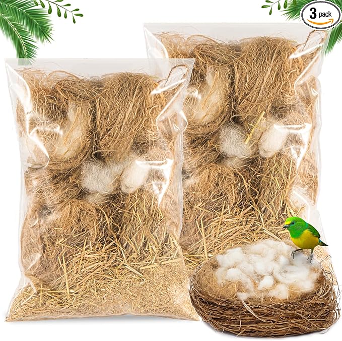 Sukh Bird Nesting Material - Bird Nests Bedding Hummingbird Nesting Material Mixing Canary Nesting Material Finch Nesting Material Parakeet Nesting Materials for Cage,Gardens,Tree Trunks (3)