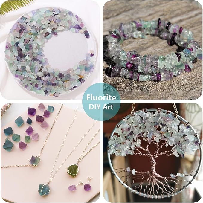 QYGL Crystal Pebbles – 0.9LB Natural Fluorite Crystal Bulk | Decorative Tumbled Gemstones Sea Glass Rock for Fish Tank Gravel, Vase Filler, DIY Crafts, Plant Pots & Home Decor