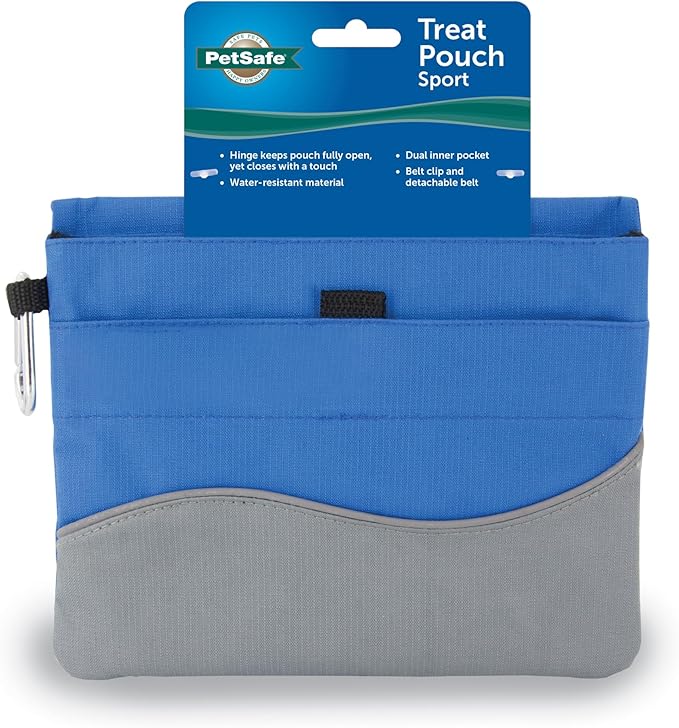 PetSafe Treat Pouch Sport - Easy Access Waterproof Treat Pouch for Daily Use - Convenient Phone & Keys Carry with Dual Inner Pocket & Front Storage Pocket - Adjustable Fit - Standard - Blue