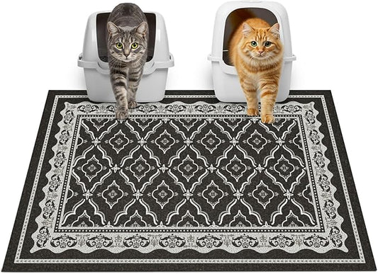 Glittme Premium Cat Litter Mat 33"x22" - Non-Slip & Waterproof Litter Trapping Mat for Litter Boxes - Soft Mesh Kitty Sand Catcher Pad Easy to Clean & Washable Floor Protector