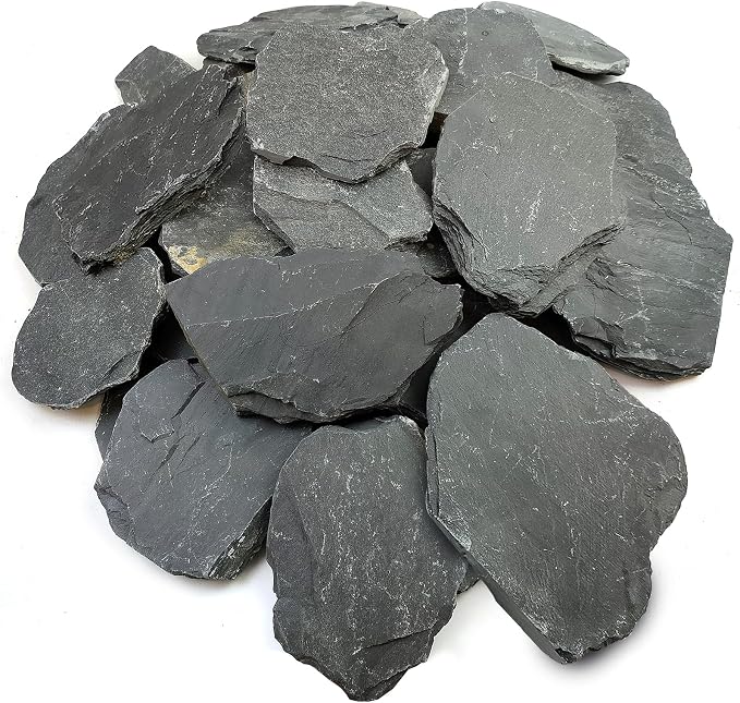 Slate Rock for Aquarium, 5-7 Inch Polished Natural Stone Rocks 20 lbs | Fish Tank Decor, Aquascaping Rocks, Safe for Aquariums, Terrariums