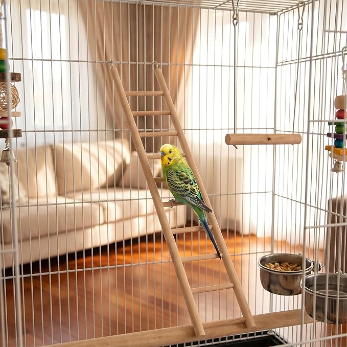 3 Pcs Bird Ladder Natural Wooden Bird Cage Ladder Set 6 Step/7 Step/8 Step Birds Cage Accessories Climbing Toys Wood Perch for Parrots Parakeets Cockatoo Lovebirds