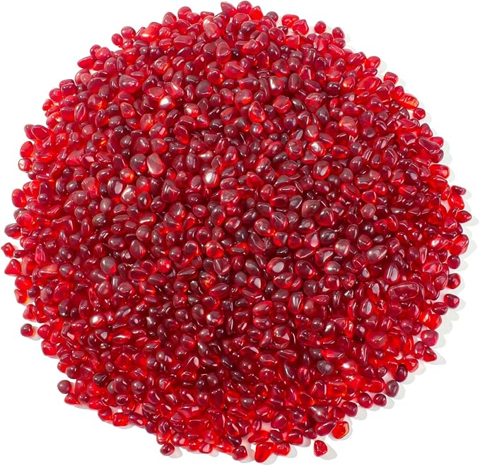 Keedolla 2 lbs/900g Clear Glass Pebbles Marble Aquarium Fish Tank Rocks Gravel for Turtle Tank, Vase Fillers, Christmas Decoration - Red