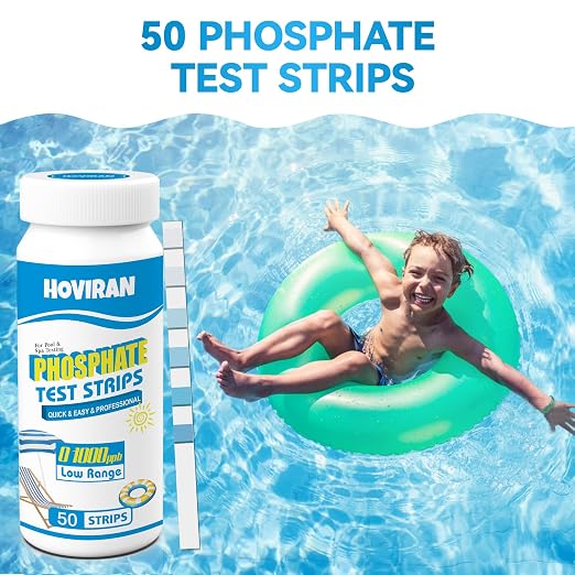 Phosphate Test Kit, Pool Phosphate Test Kit, 50 ct with Colorimetric Tube | Phosphate Test Strips for Hot Tub and Swimming Pool, Quick & Reliable Water Testing