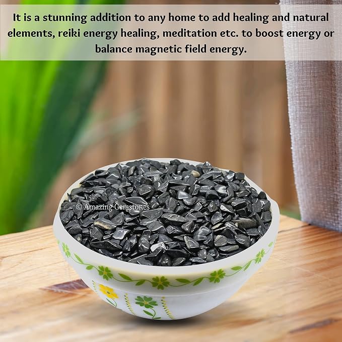 Amazing Gemstone Black Agate Crystal Chips Aquarium Gravel Rocks - Black Agate Chips Bulk Fish Tank Gravel, Small Tumbled Stone Chips and Tiny Crystals for Decoration (Natural AAA Grade Gemstones)