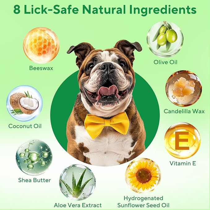 QYuekar Lick-Safe Dog Paw & Nose Balm, Dog Paw Wax Protector with Coconut Oil, Moisturizer Soother Dry Cracked Snout & Pads, All-Natural Nose Butter & Cream for Horse Hoof, Cat Petts Care, 2.8oz/80g