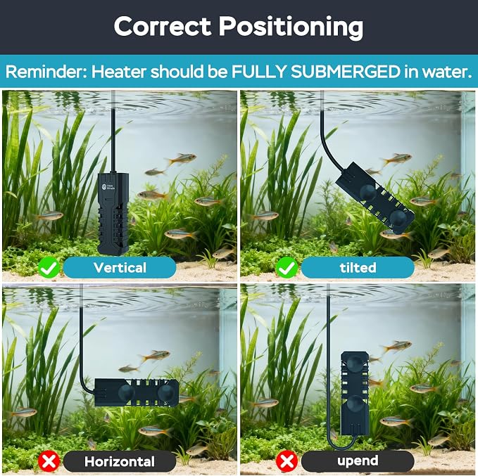 AquaMiracle Aquarium Heater, 50W Submersible Fish Tank Heater with LED Digital Display, Overheat Protection & Auto Power-Off When Out of Water, for Freshwater and Saltwater Fish Tanks (5-10 Gal)